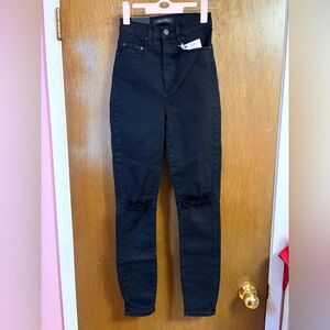 Nobody Denim Black Distressed Super High Waisted Skinny Jeans